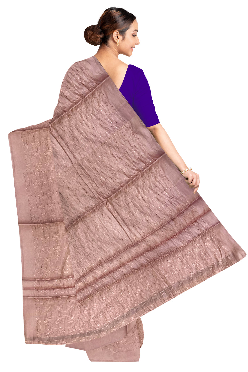 Southloom Semi Silk Pink Thread Work Designer Saree