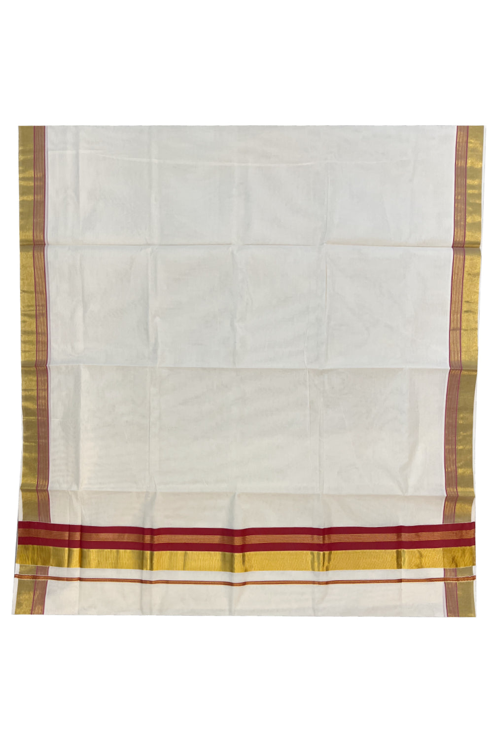 Kerala Pure Cotton Saree with Kasavu and Light Red Border