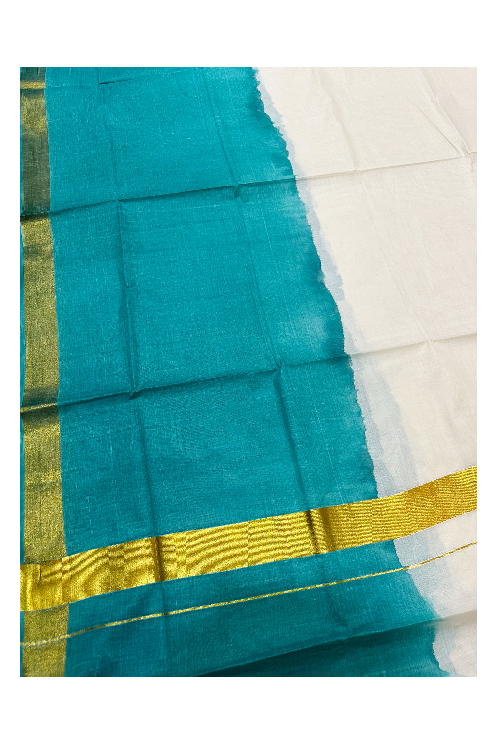 Southloom Tie and Dye Multi Colour Green Kasavu Saree (Onam 2024 Collection)