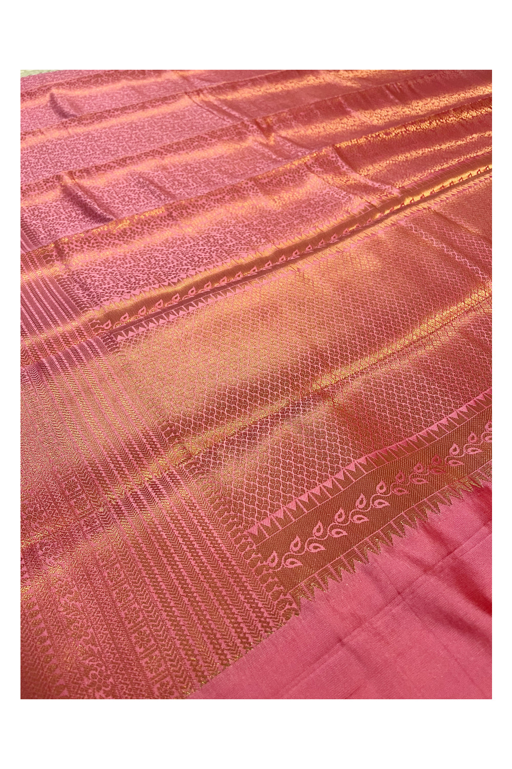 Southloom Premium Semi Silk Zari Work Brocade Saree in Bridal Pink with Matching Pallu (Kanchipuram Pattu Saree)