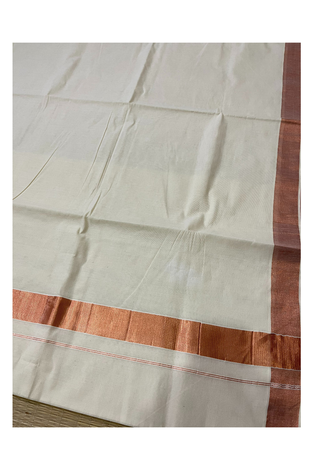 Kerala Pure Cotton Saree with Copper Kasavu 2 inch Border (Onam Saree 2023)