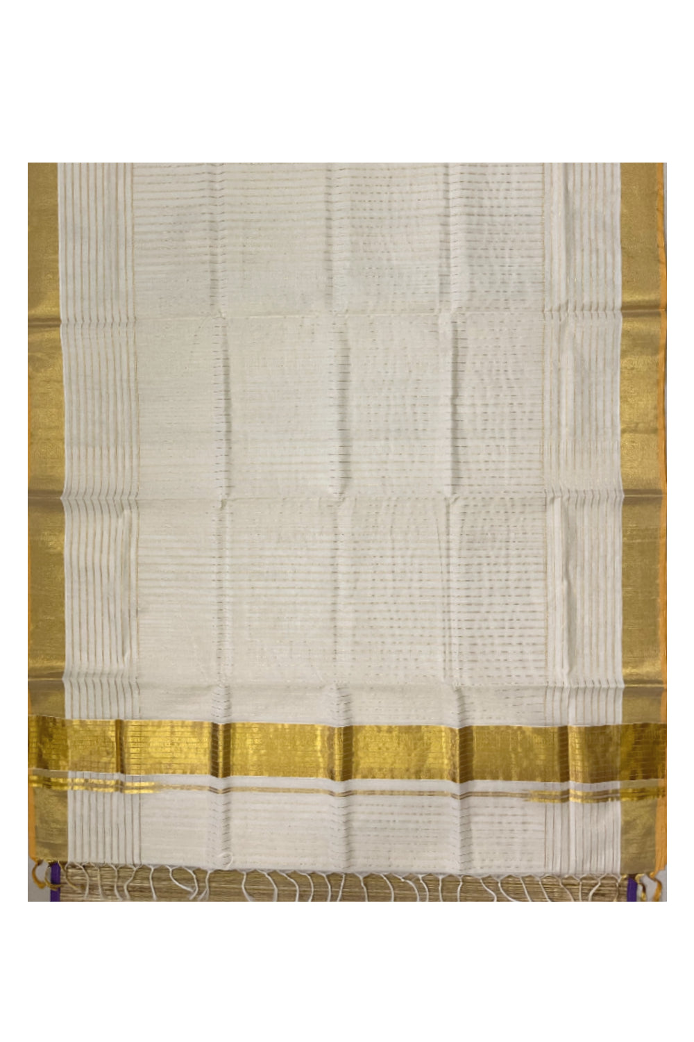 Southloom™ Handloom Premium Saree with Kasavu Lines Across Body