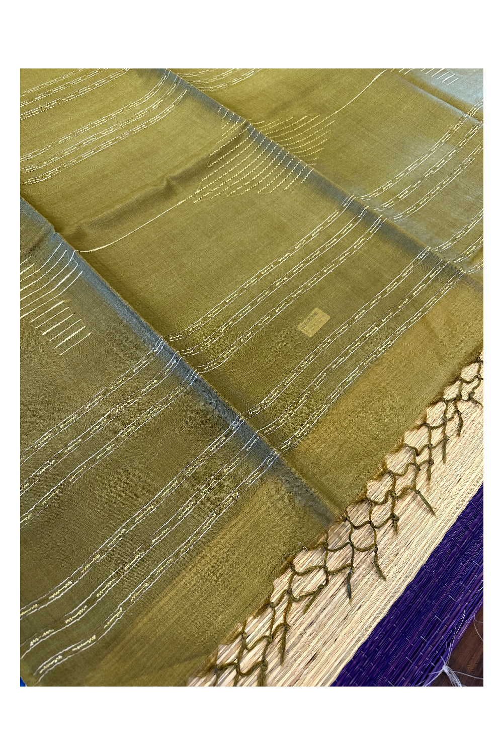 Southloom Pure Tussar Saree with Plain Body and Blouse Piece in Green
