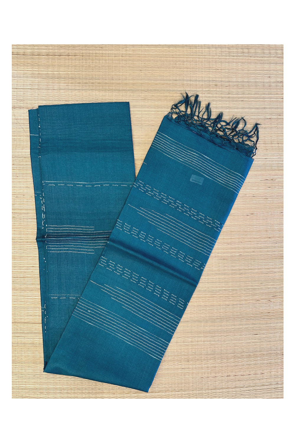 Southloom Pure Tussar Saree with Plain Body and Blouse Piece in Teal