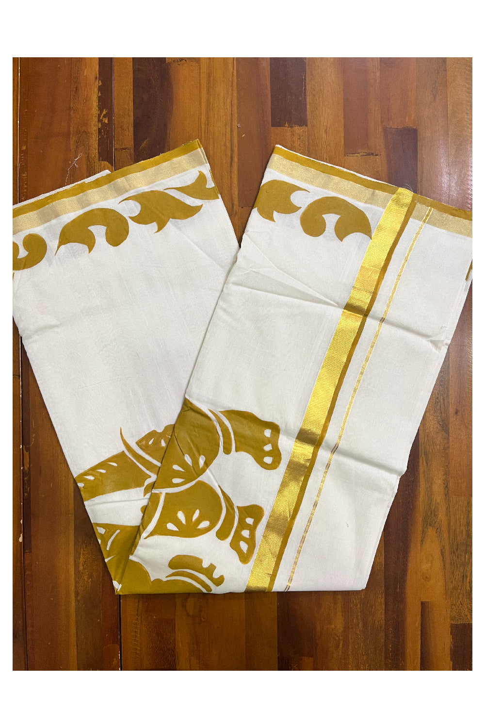 Southloom Premium Balaramapuram Handloom Cotton Yellow Hand Painted Designs Saree (Vishu 2024 Collection)