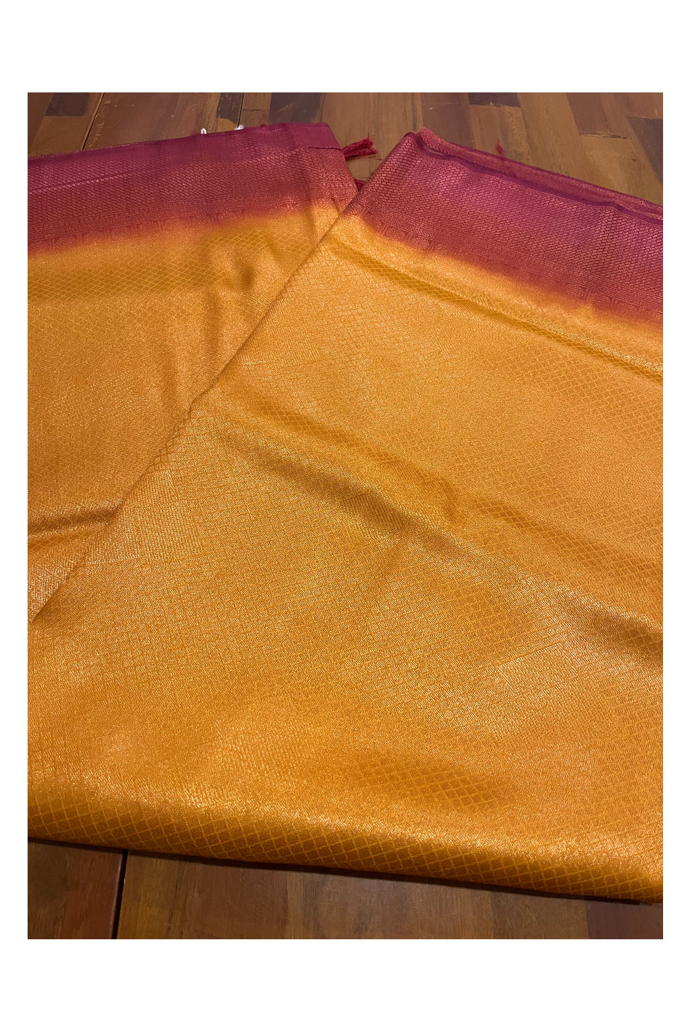 Southloom Soft Silk Yellow Designer Saree with Magenta Border