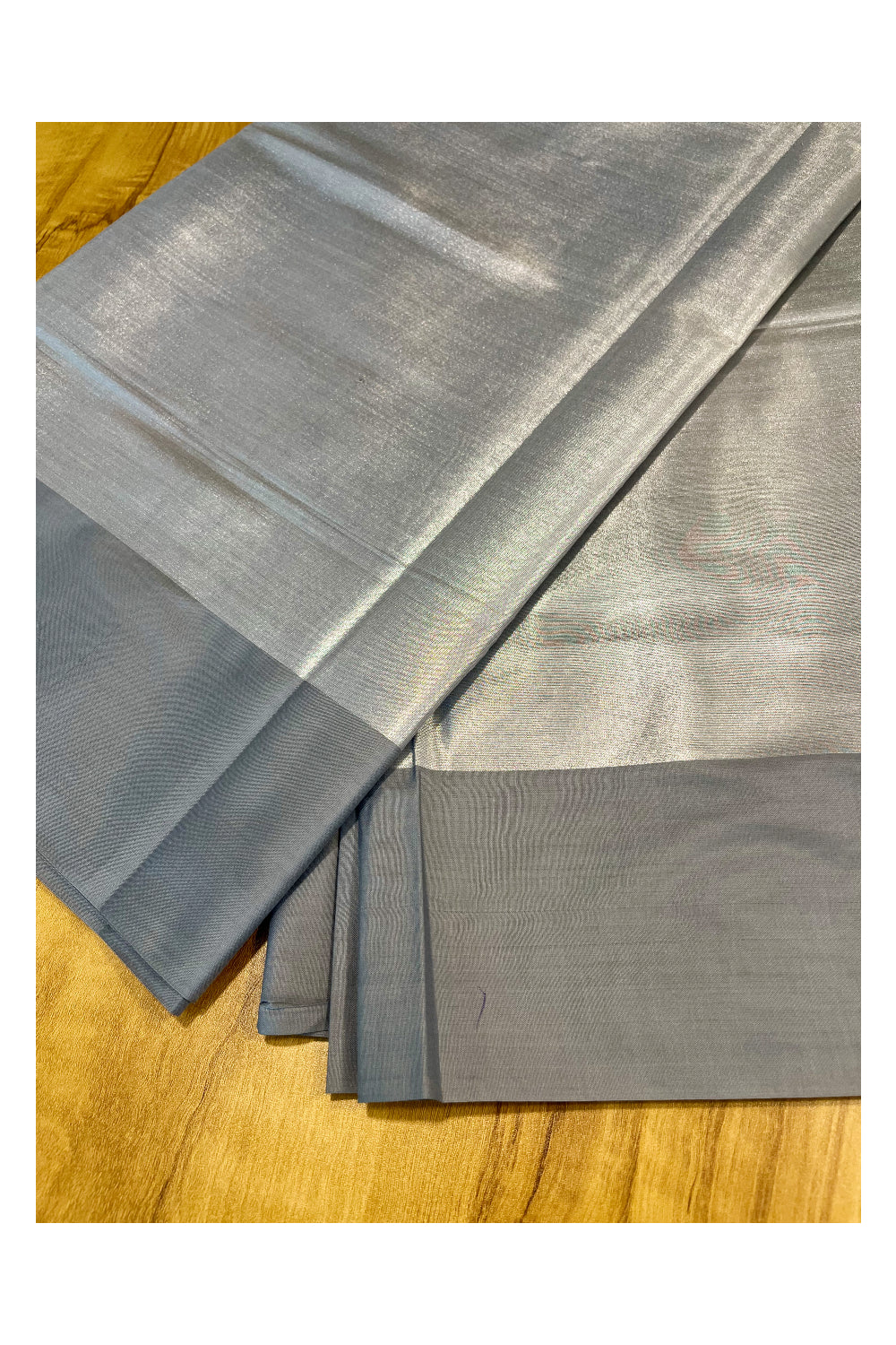 Southloom Special Semi Silk Saree with Silver Body and Grey Border