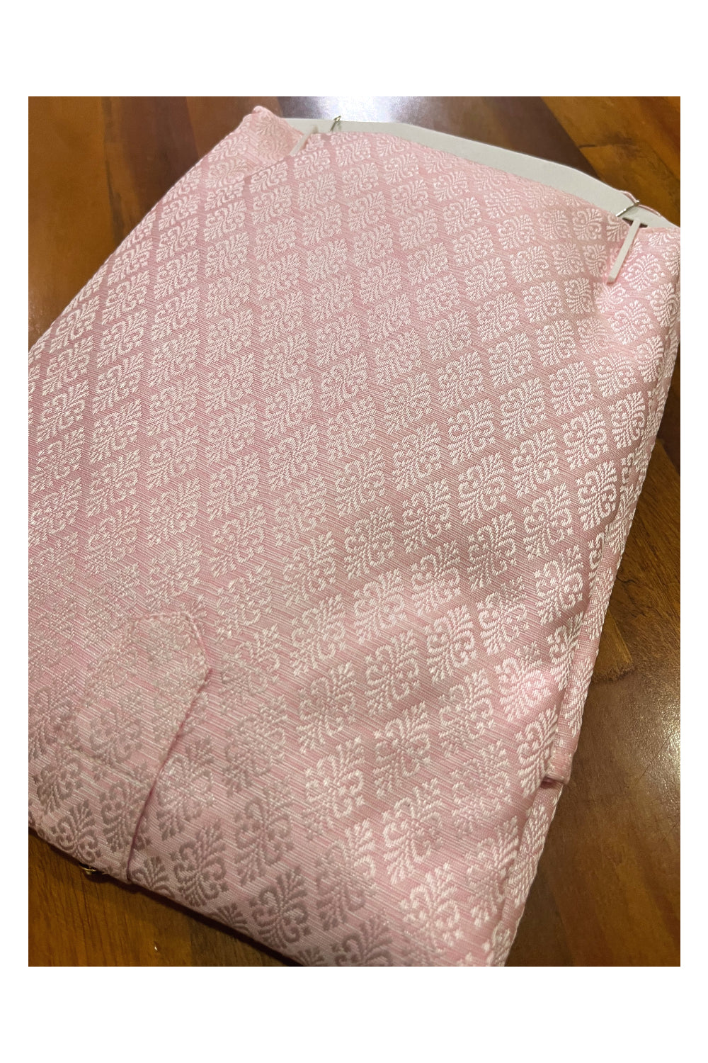 Southloom Pink Woven Patterns Cotton Silk Short Kurta for Men