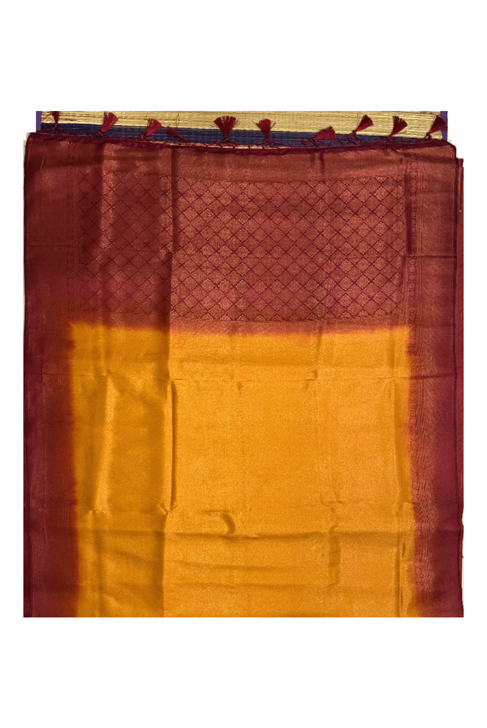 Southloom Soft Silk Yellow Designer Saree with Magenta Border