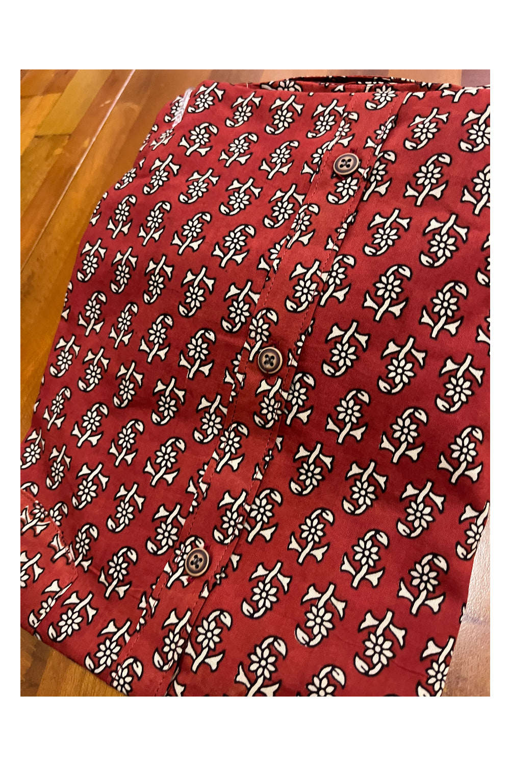 Southloom Jaipur Cotton Red Hand Block Printed Shirt (Full Sleeves)