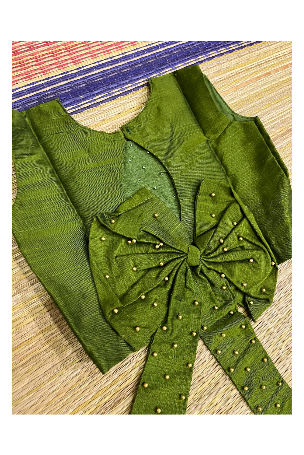 Southloom Kerala Pavada Blouse with Green Bead Work Design (Age - 1 Year)