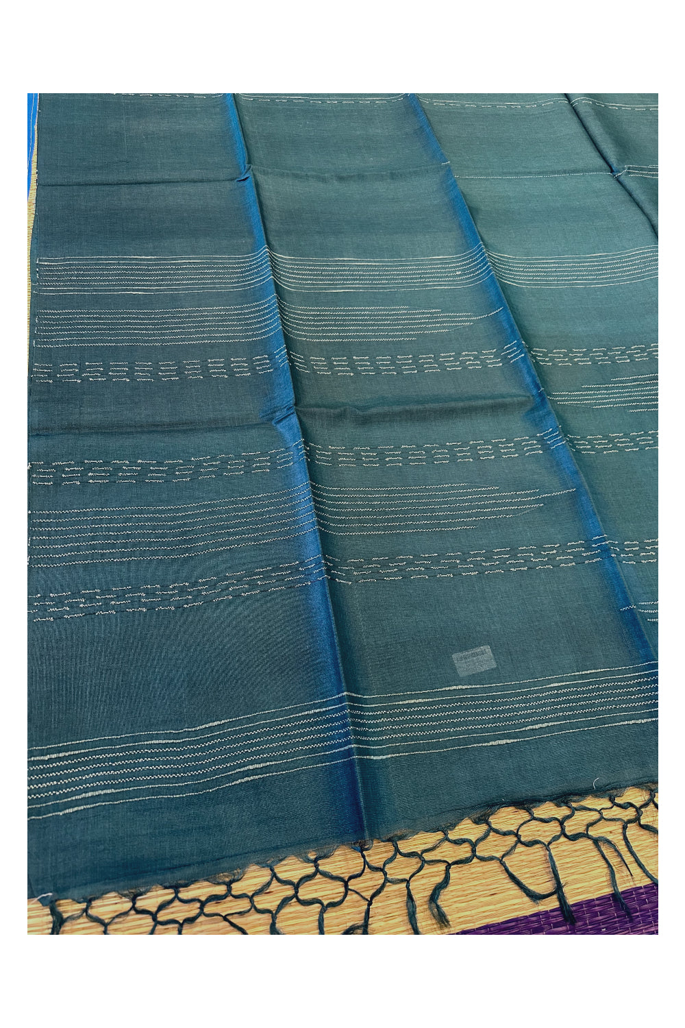 Southloom Pure Tussar Saree with Plain Body and Blouse Piece in Teal