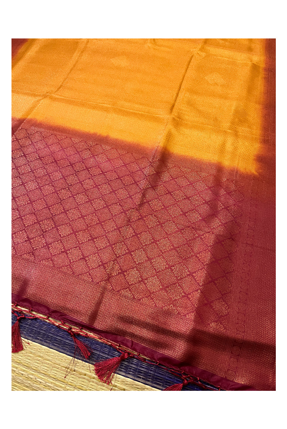 Southloom Soft Silk Yellow Designer Saree with Magenta Border