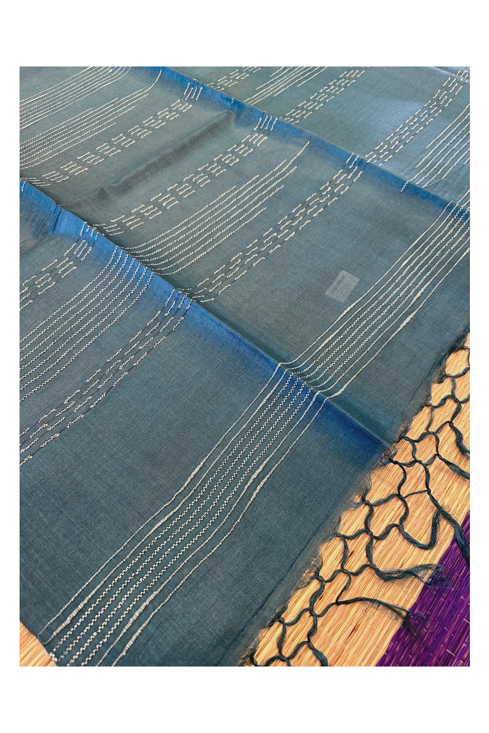 Southloom Pure Tussar Saree with Plain Body and Blouse Piece in Teal