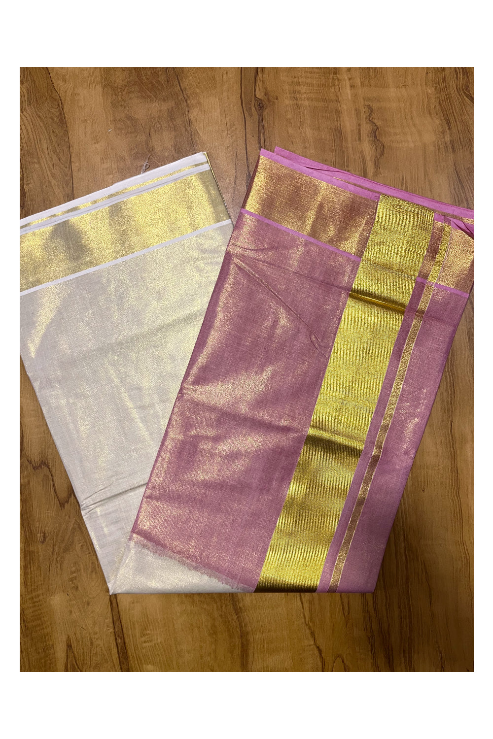 Southloom Tie & Dye - Half & Half  Multi Colour Pink Design Saree with Kasavu Border