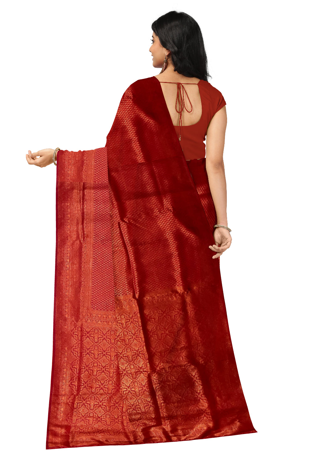 Southloom Soft Silk Red Designer Saree with Tassels Works