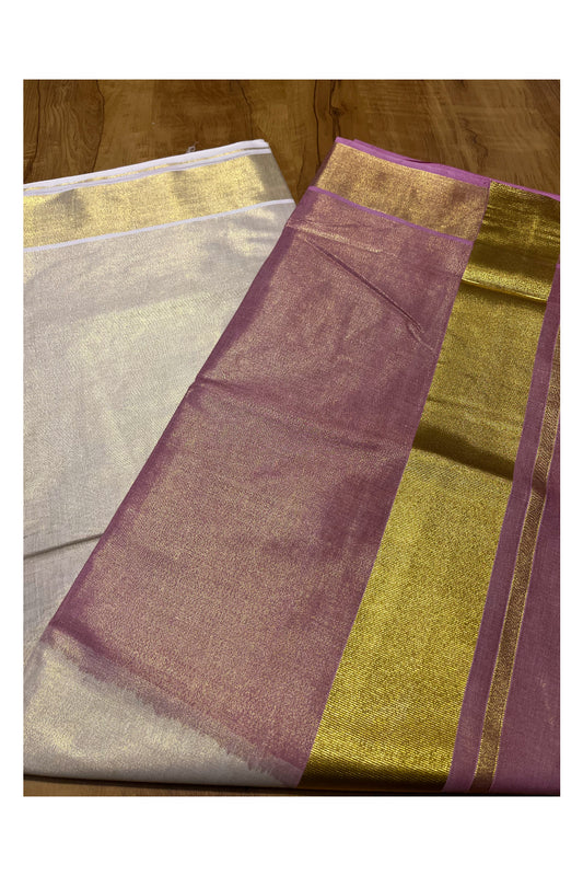 Southloom Tie & Dye - Half & Half  Multi Colour Pink Design Saree with Kasavu Border