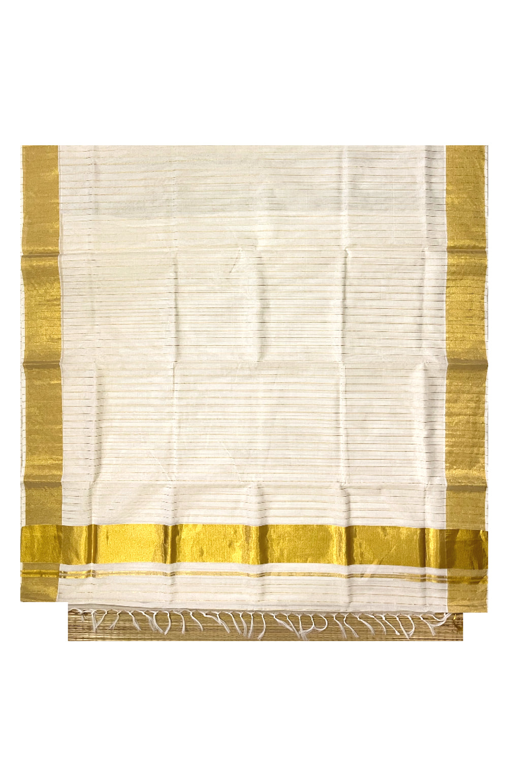 Southloom™ Handloom Premium Saree with Kasavu Lines Across Body and 4 inch Border