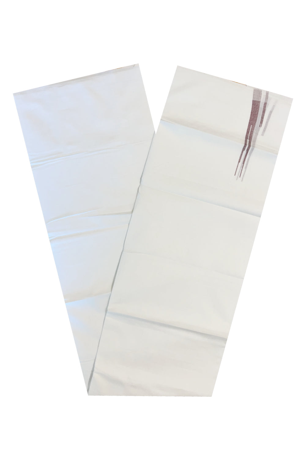 Pure White Cotton Double Mundu with Red Chutti Kara (South Indian Kerala Dhoti)