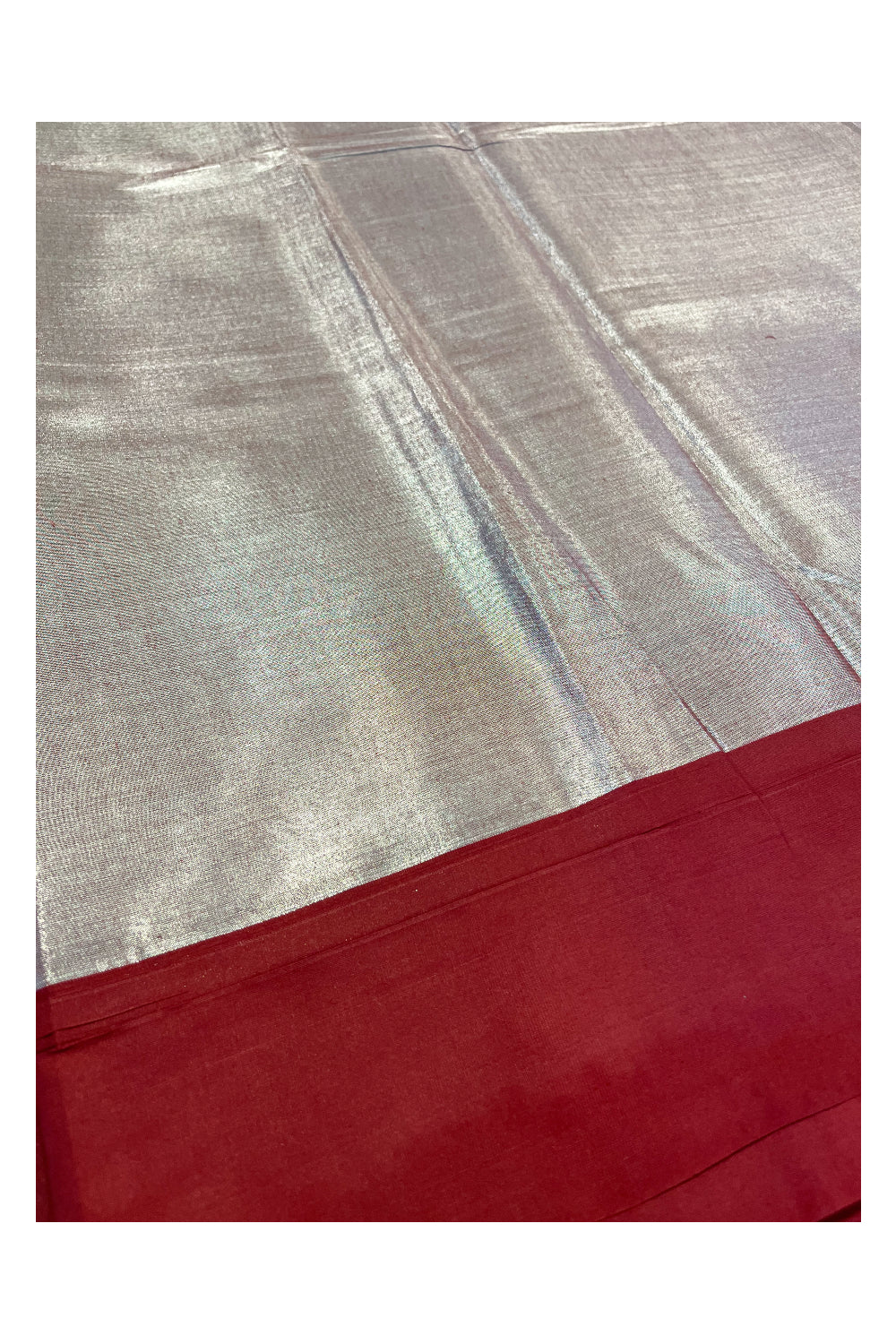 Southloom Special Semi Silk Saree with Silver Body and Maroon Border