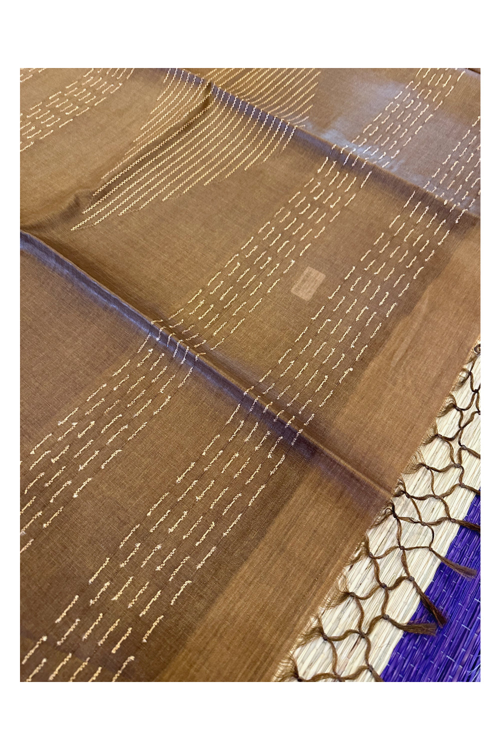 Southloom Pure Tussar Saree with Plain Body and Blouse Piece in Brown