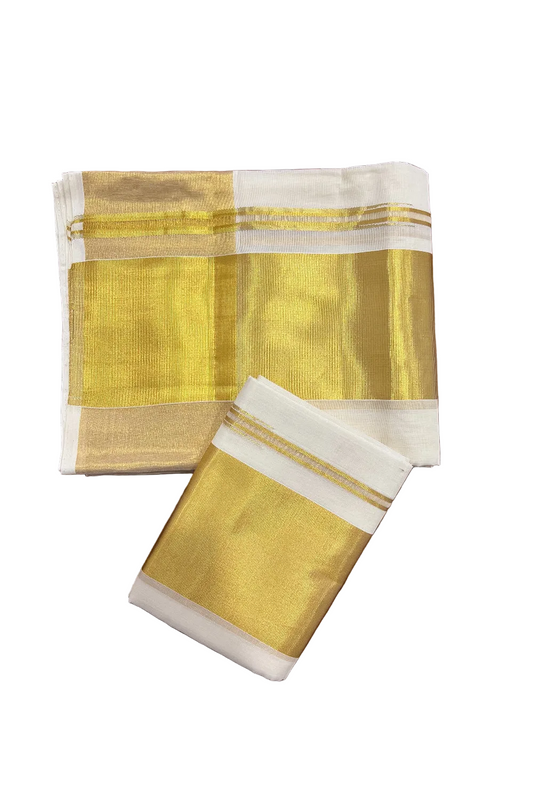 Southloom™ Handloom Plain Single Set Mundu (Mundum Neriyathum) 5 Inch Border 2.70 Mtrs SL617