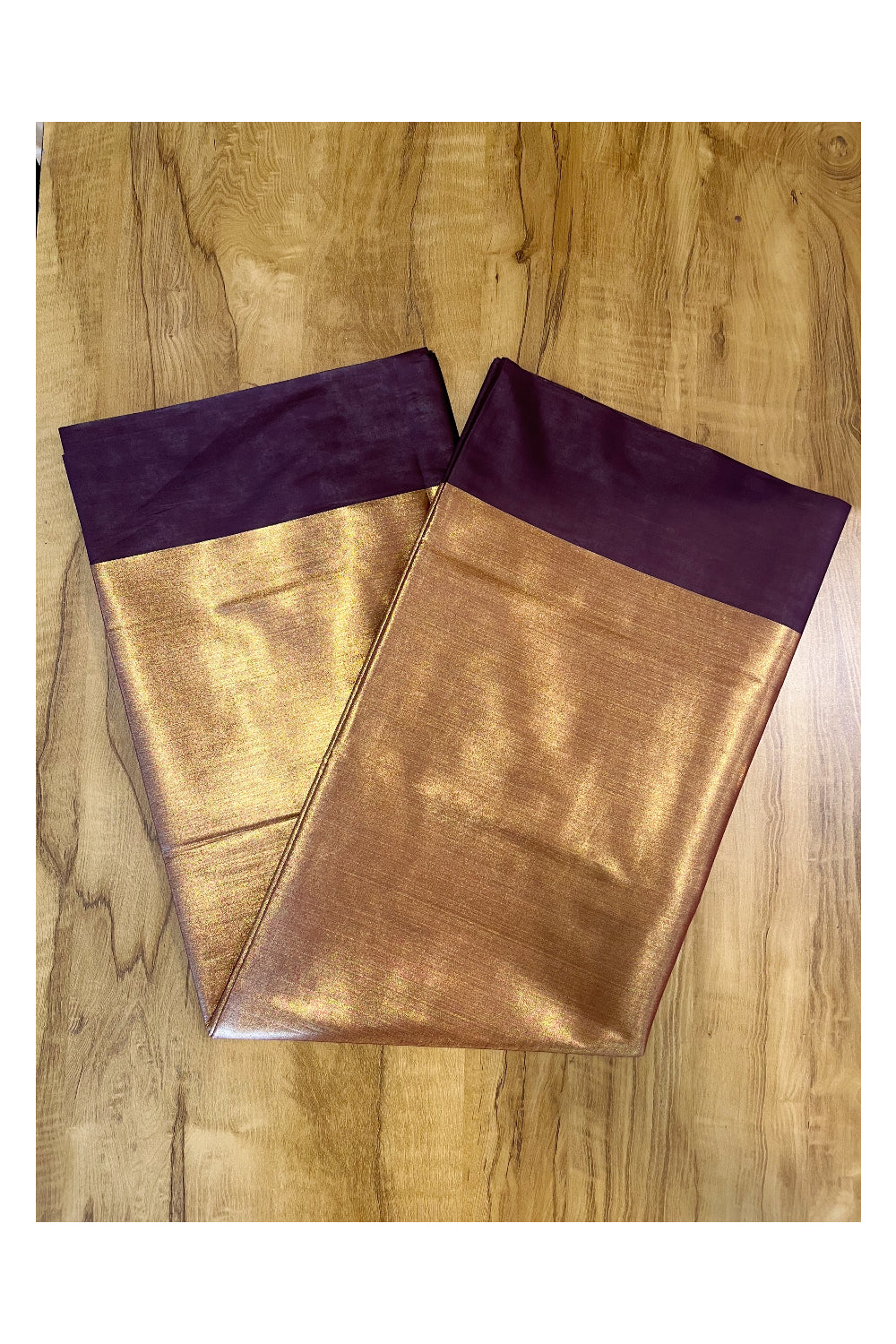 Southloom Special Semi Silk Saree with Gold Body and Brown Border