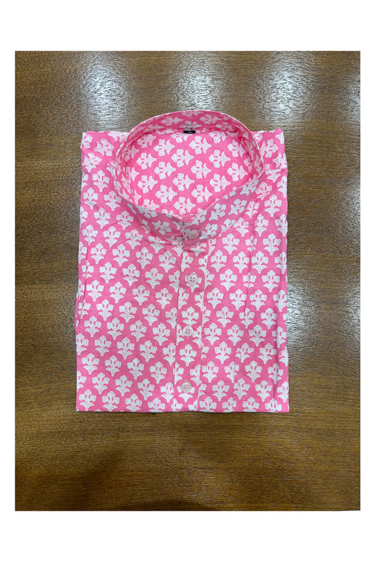 Southloom Jaipur Cotton Pink Super Short Kurta Hand Block Printed (Half Sleeves)