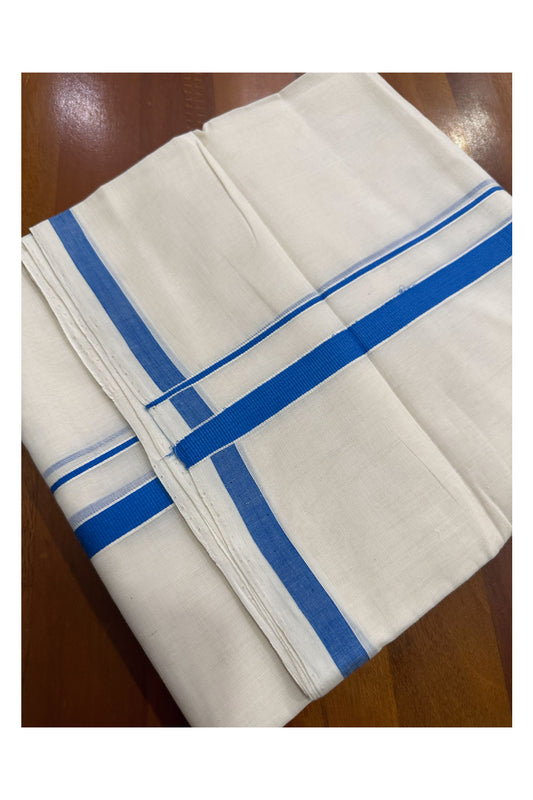 Southloom Premium Handloom Mundu with Blue Kara (Onam Mundu 2023)