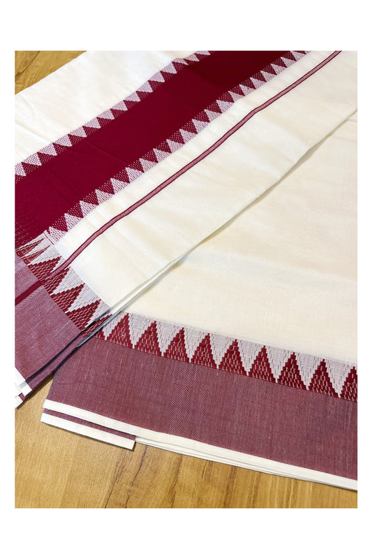 Pure Cotton Kerala Saree with Maroon Temple Border