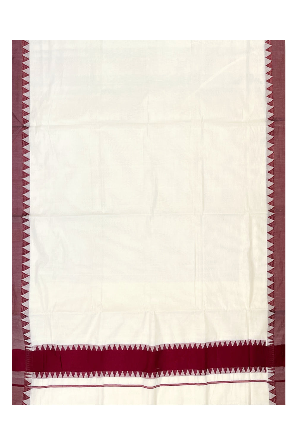 Pure Cotton Kerala Saree with Maroon Temple Border