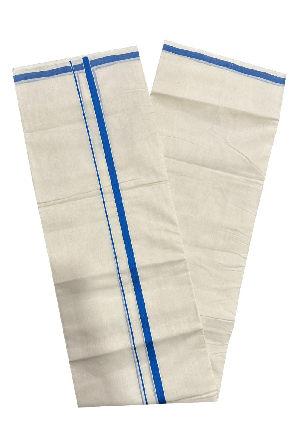 Southloom Premium Handloom Mundu with Blue Kara (Onam Mundu 2023)