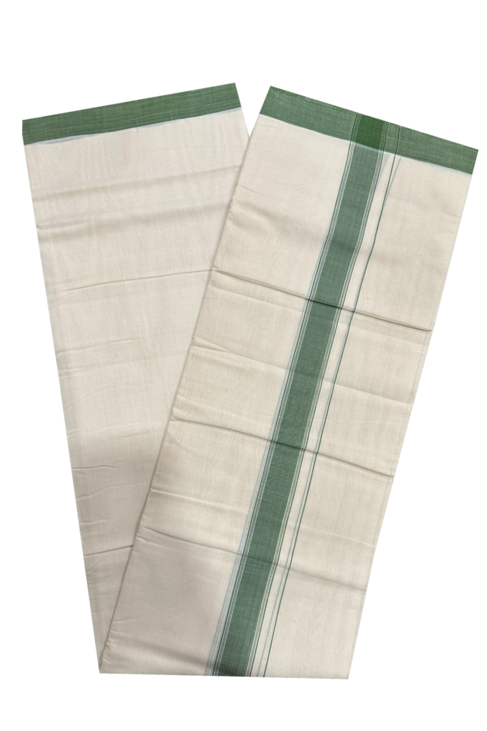 Southloom Premium Handloom Mundu with Green Kara (Onam Mundu 2023)