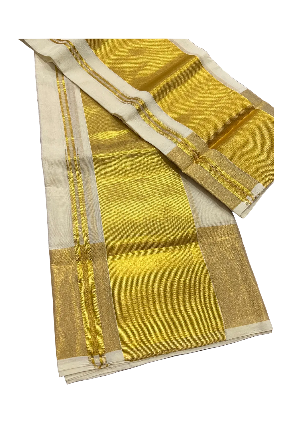 Southloom™ Handloom Plain Single Set Mundu (Mundum Neriyathum) 5 Inch Border 2.70 Mtrs SL617