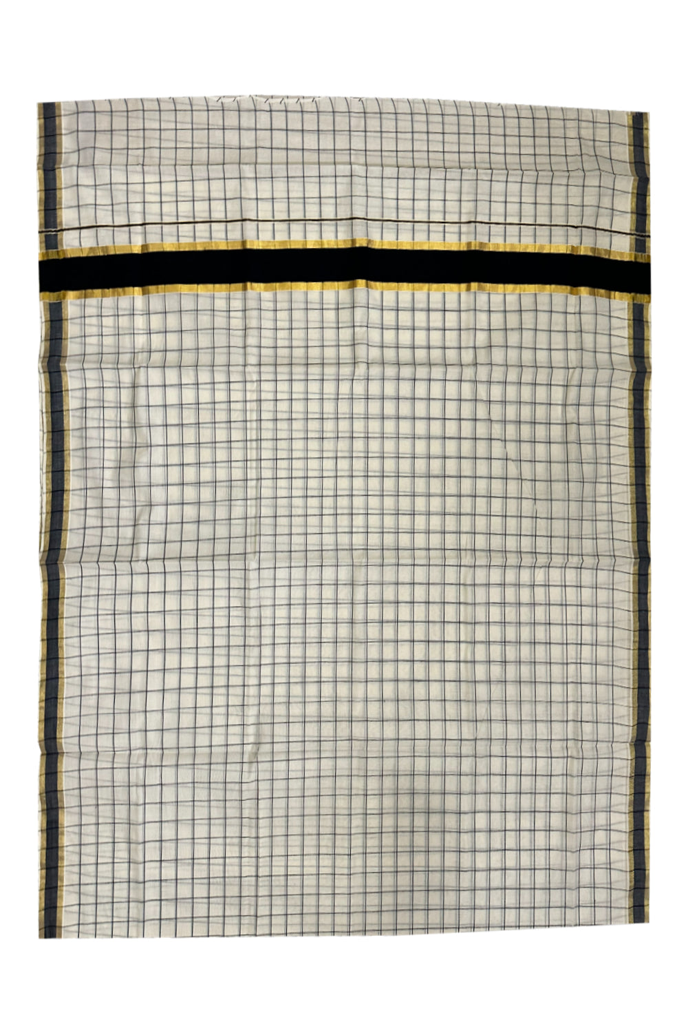 Kerala Woven Check Design Saree with Kasavu and Black Border (Onam Saree 2023)