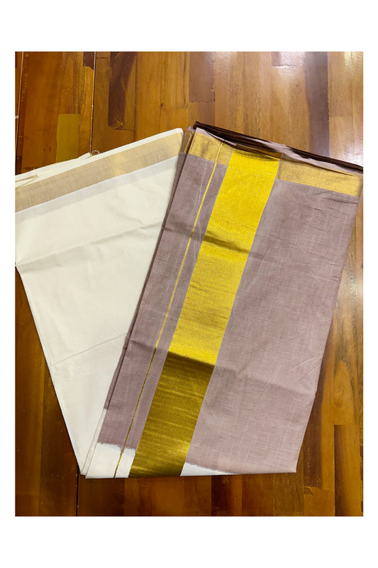 Southloom Tie and Dye Multi Colour Brown Kasavu Saree