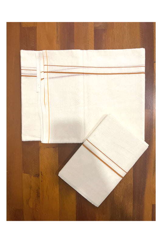 Kerala Cotton Mundum Neriyathum Single (Set Mundu) with Brown Eerkkil Kara
