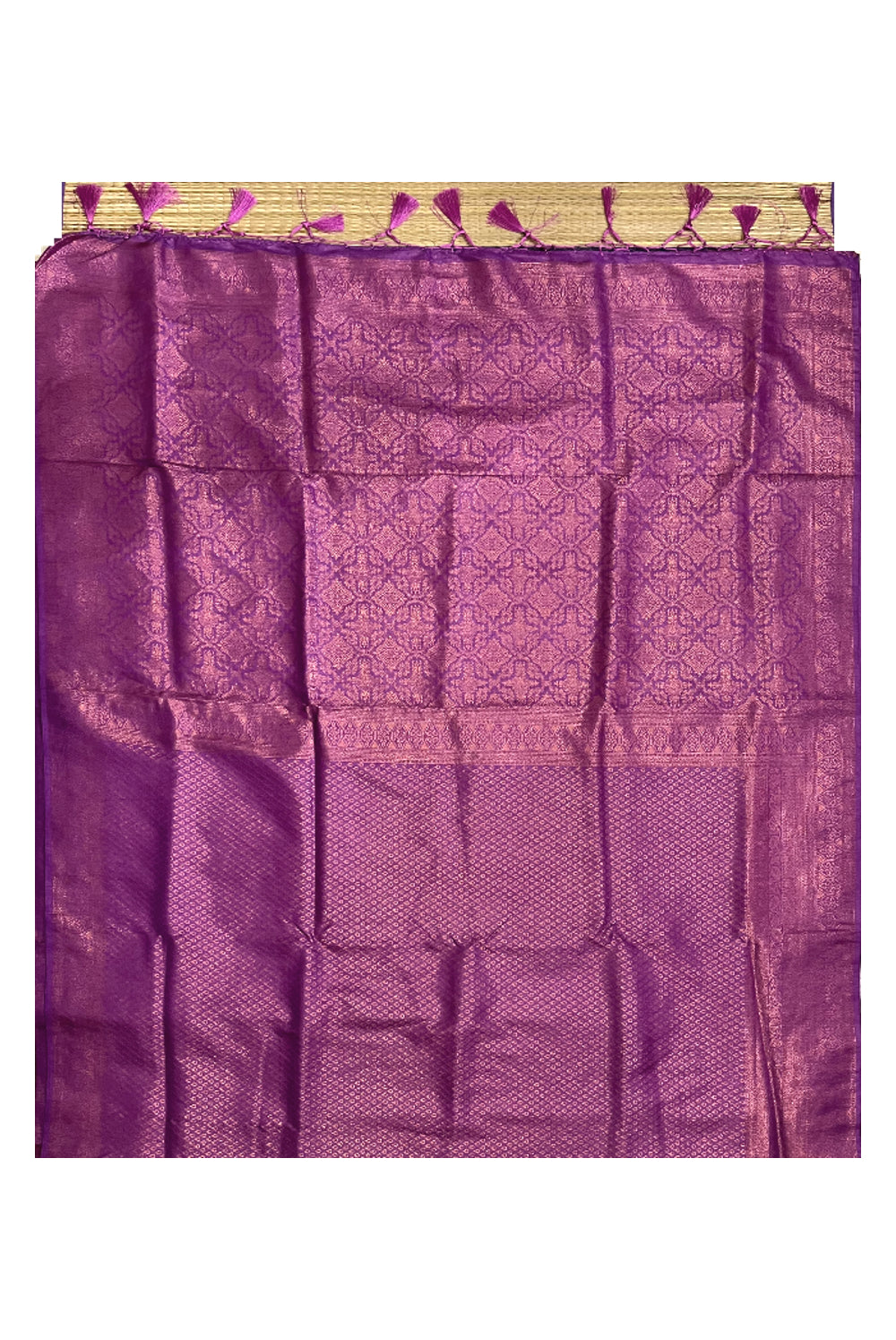 Southloom Soft Silk Violet Designer Saree with Tassels Works