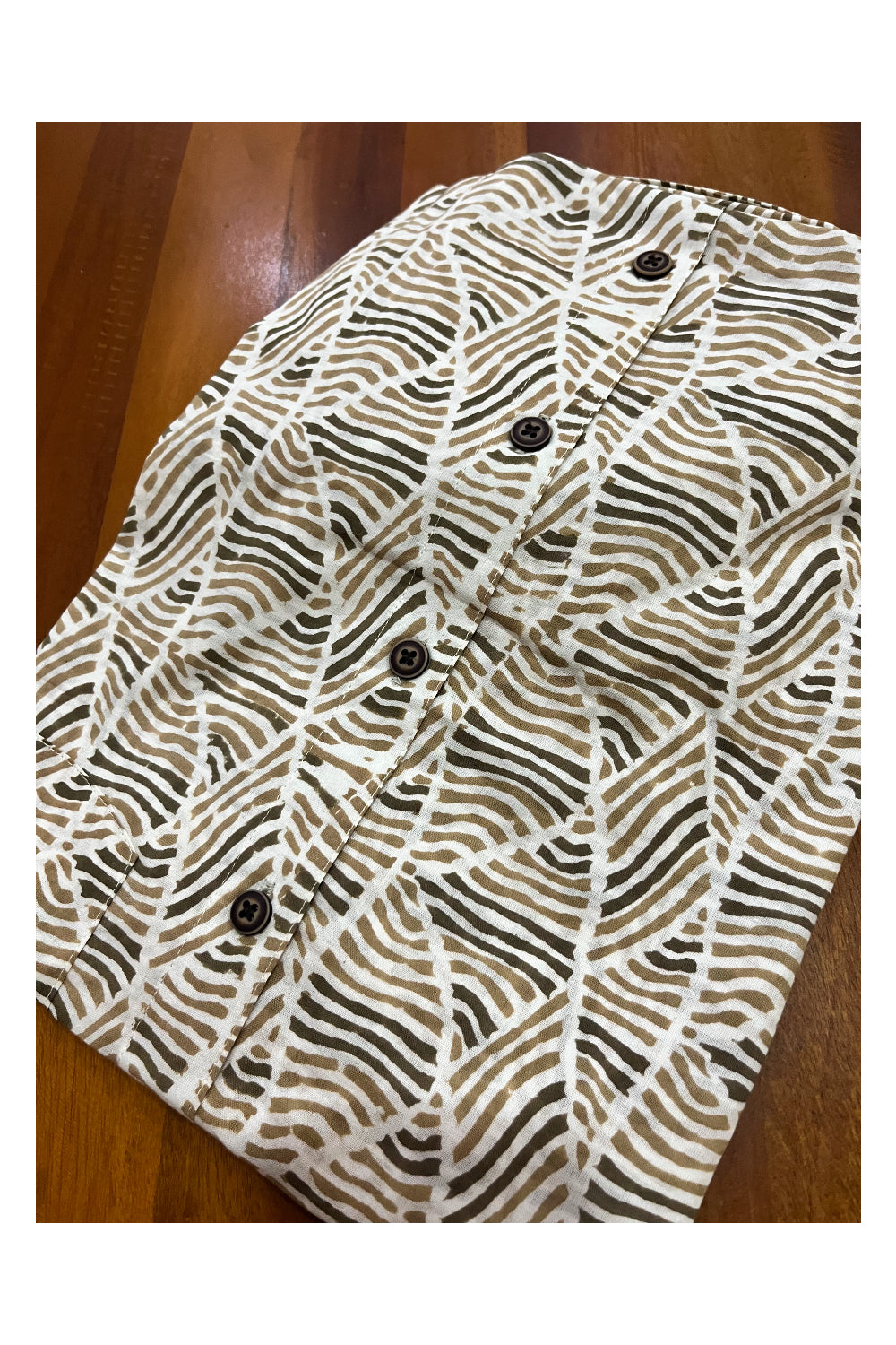 Southloom Jaipur Cotton Light Brown Hand Block Printed Shirt (Full Sleeves)