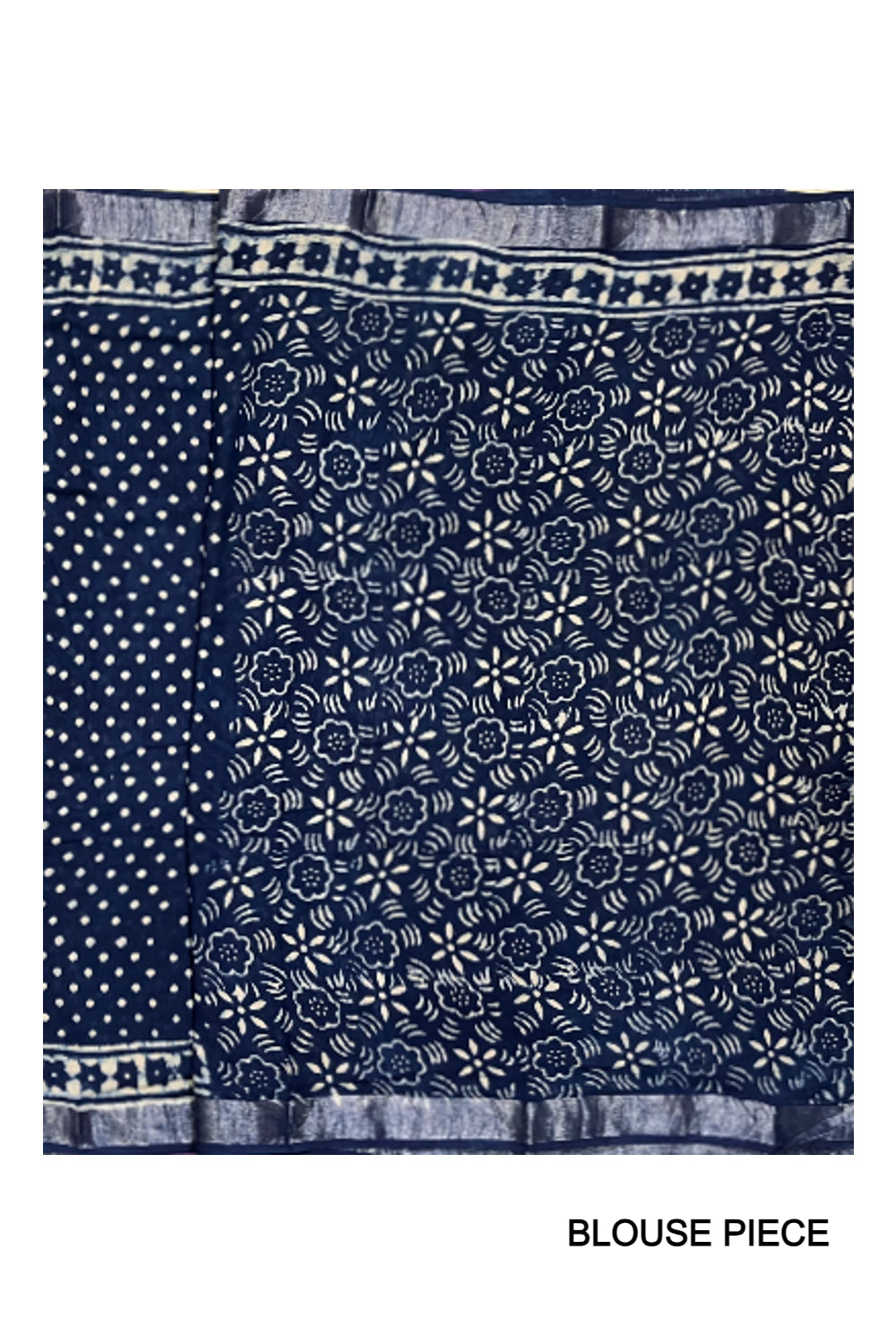 Southloom Linen Dark Blue Saree with Designer Dot Prints on Body