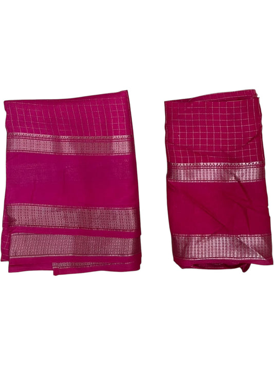 Kerala Southloom Semi UnStitched Dhavani Set with Pavada and Blouse  Piece In Rani Pink SL585