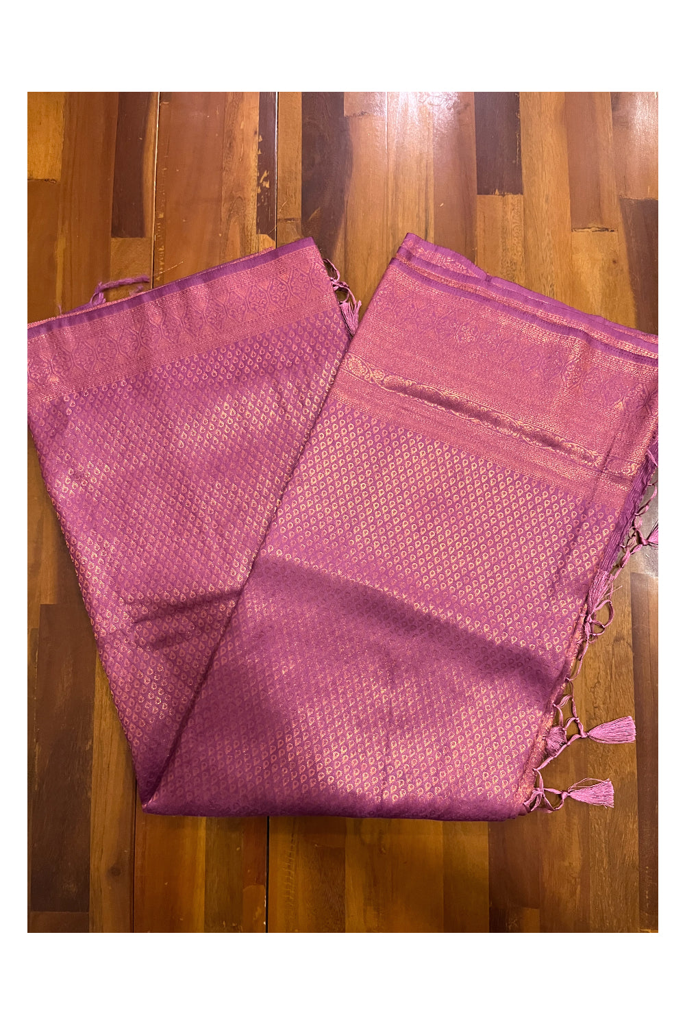 Southloom Soft Silk Magenta Designer Saree with Tassels Works