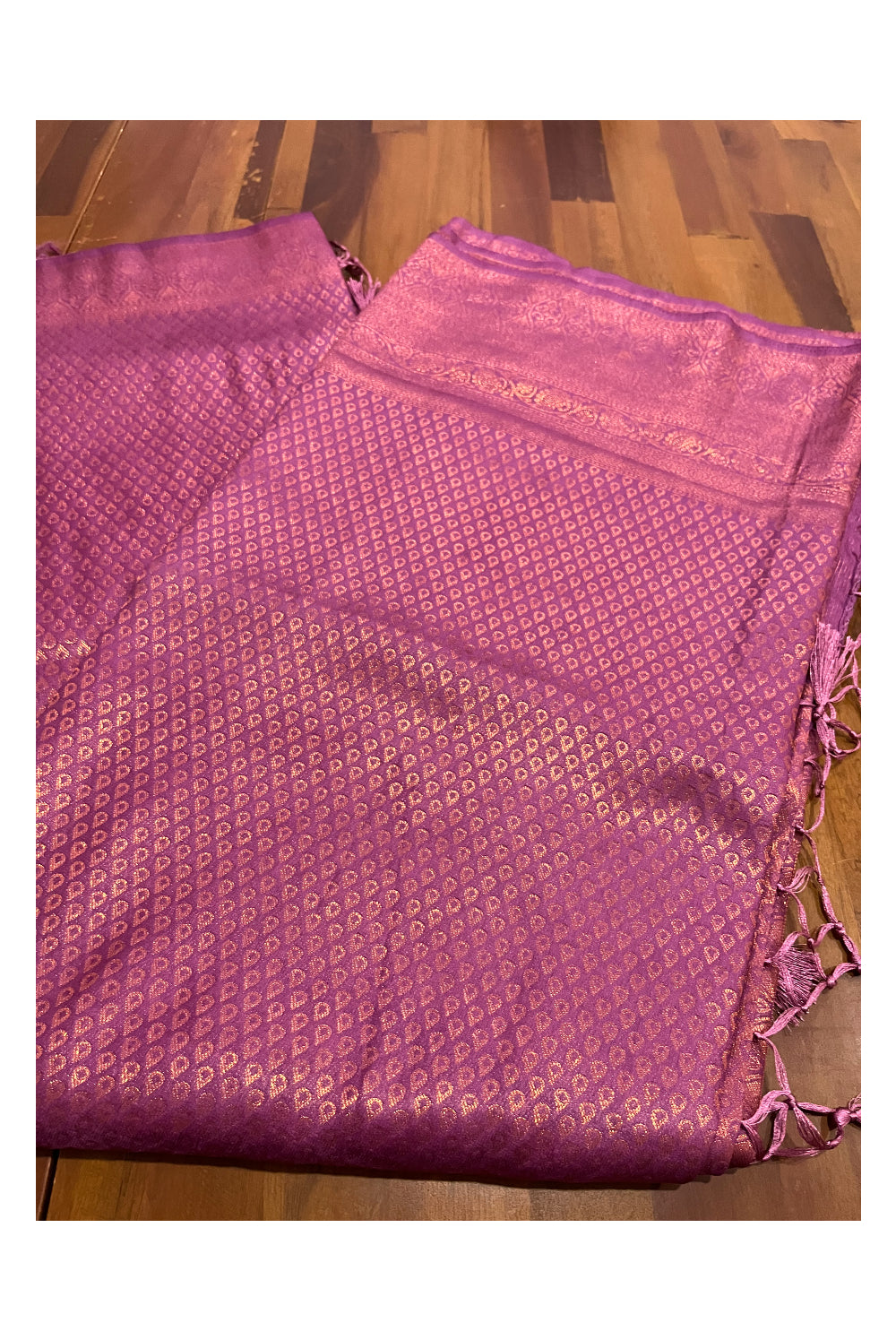 Southloom Soft Silk Magenta Designer Saree with Tassels Works