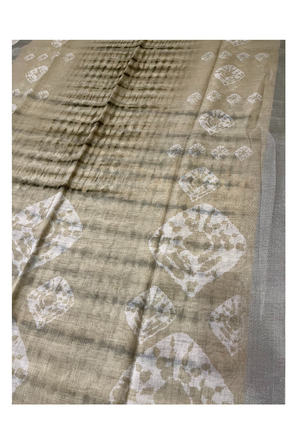 Southloom Linen Light Green Saree with Designer Prints on Body