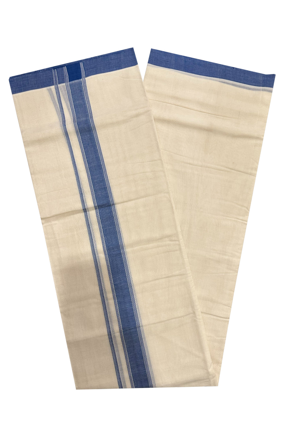 Southloom Premium Handloom Mundu with Blue Kara (Onam Mundu 2023)