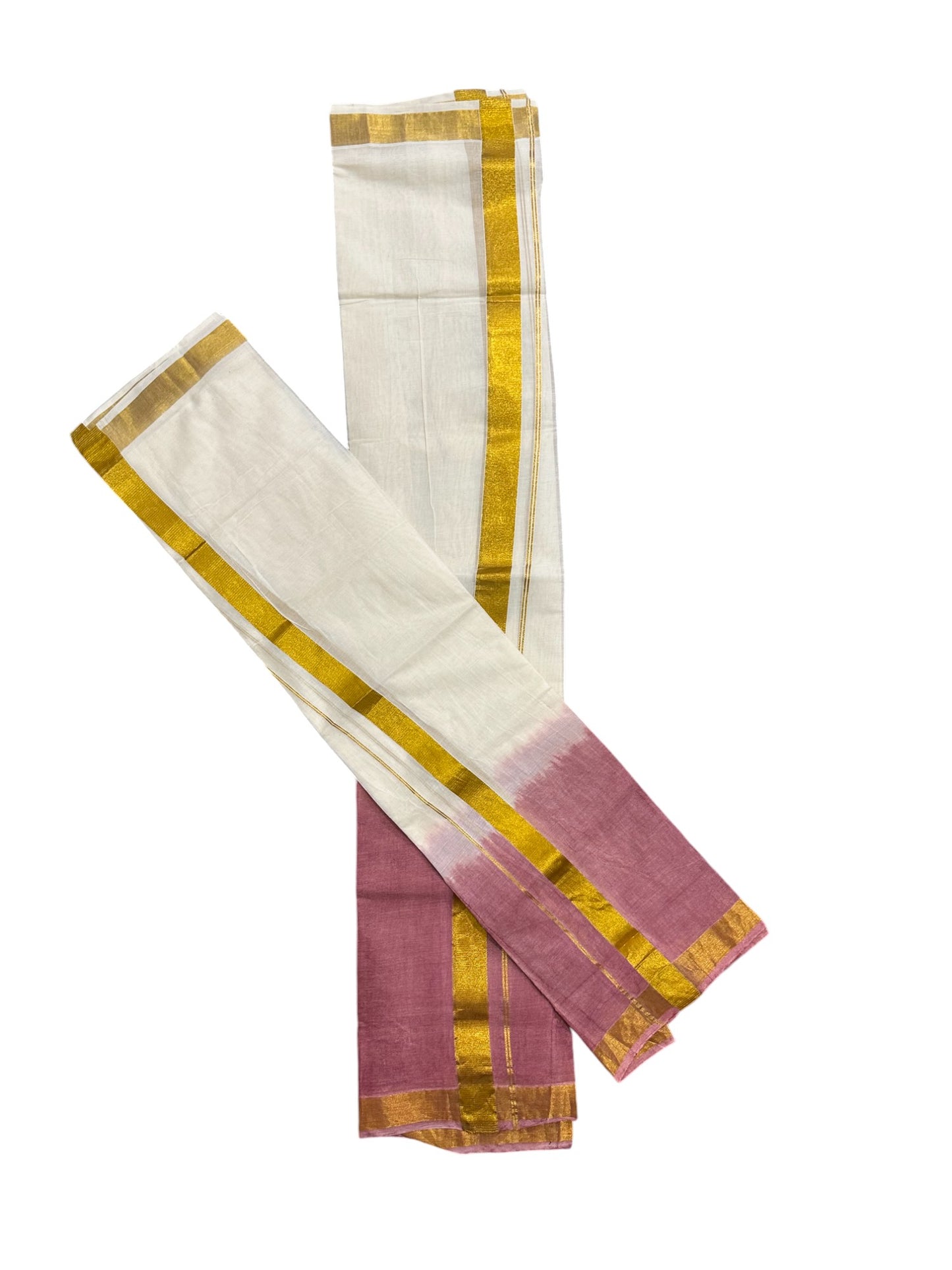 Southloom Tie & Dye - Half & Half  Multi Colour Brown Design Set Mundu (Mundum Neriyathum) in 2.80 m Neriyathu (Extra Length)