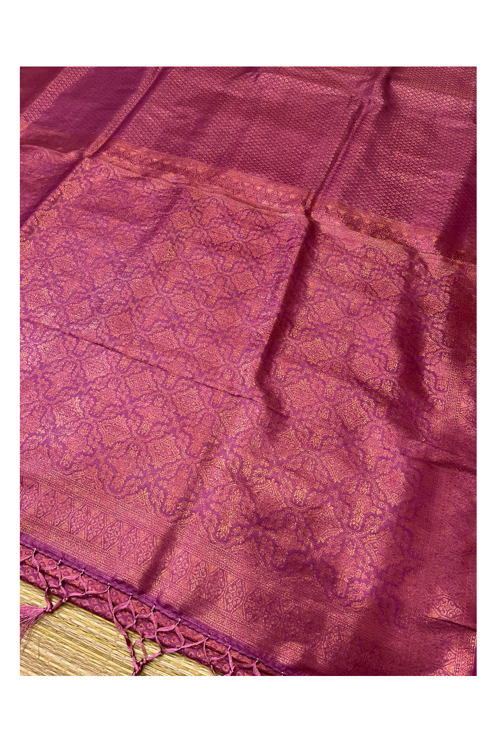 Southloom Soft Silk Magenta Designer Saree with Tassels Works