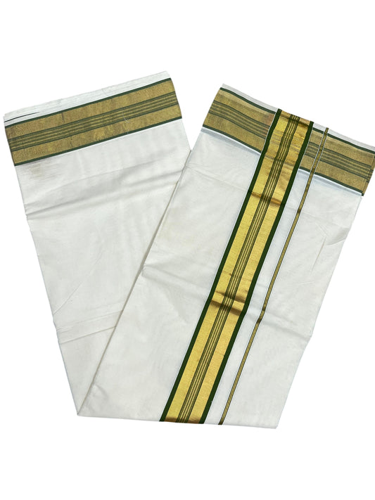 Southloom Kerala Cotton Kasavu Saree with Olive Green Border