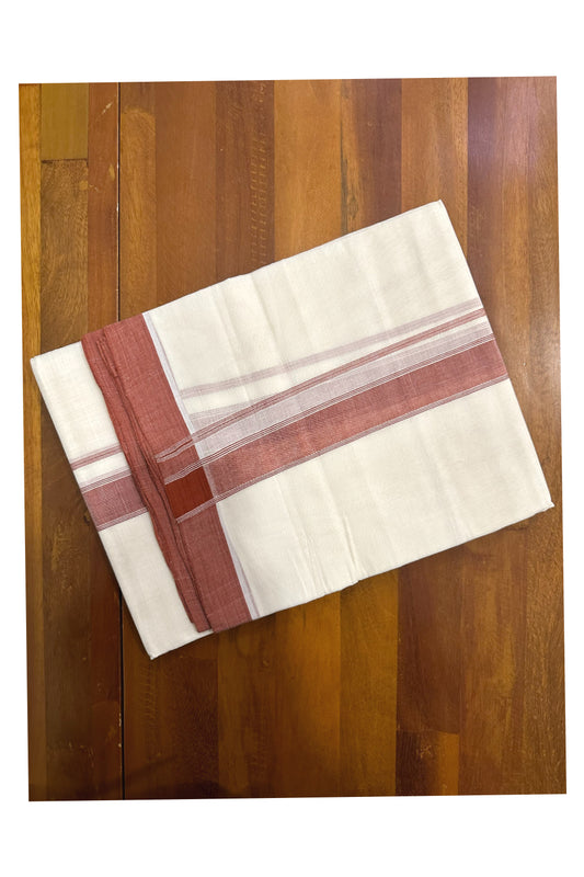 Southloom Premium Handloom Mundu with Brick Red Kara (Onam Mundu 2023)