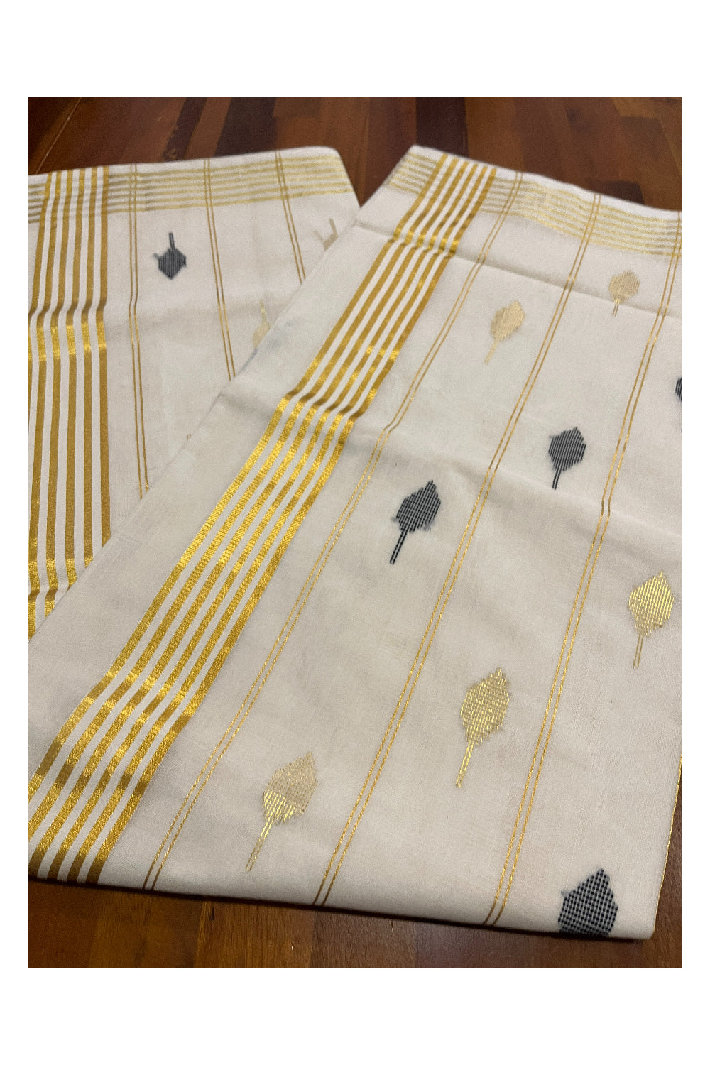 Southloom Premium Handloom Cotton Kerala Saree with Woven Butta Works